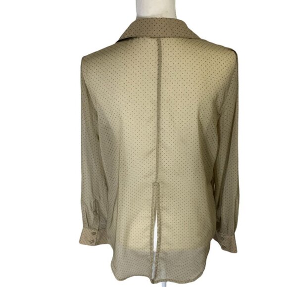 BCBG Generation Sheer Long Sleeve Top Taupe Size Medium - Picture 2 of 8